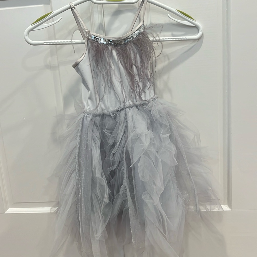 Petite Hailey feather tutu dress, size 5 gently worn